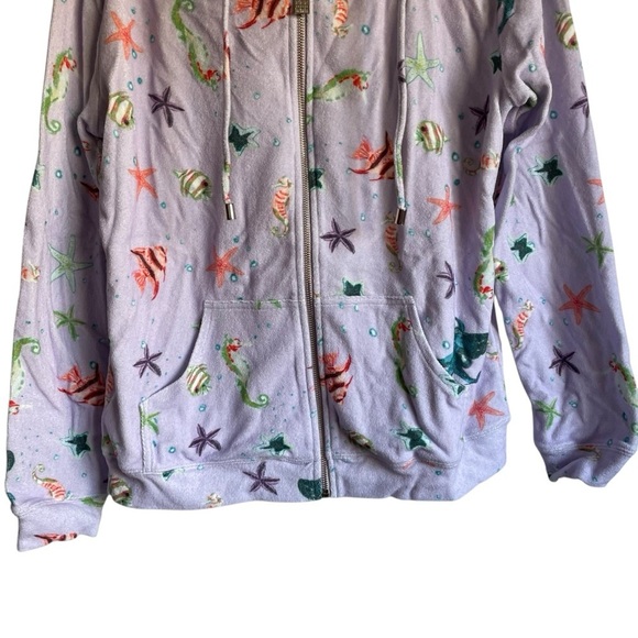 HILL HOUSE The Allie Zip Up Purple Sea Creatures Hoodie Jacket NWT - Picture 4 of 11